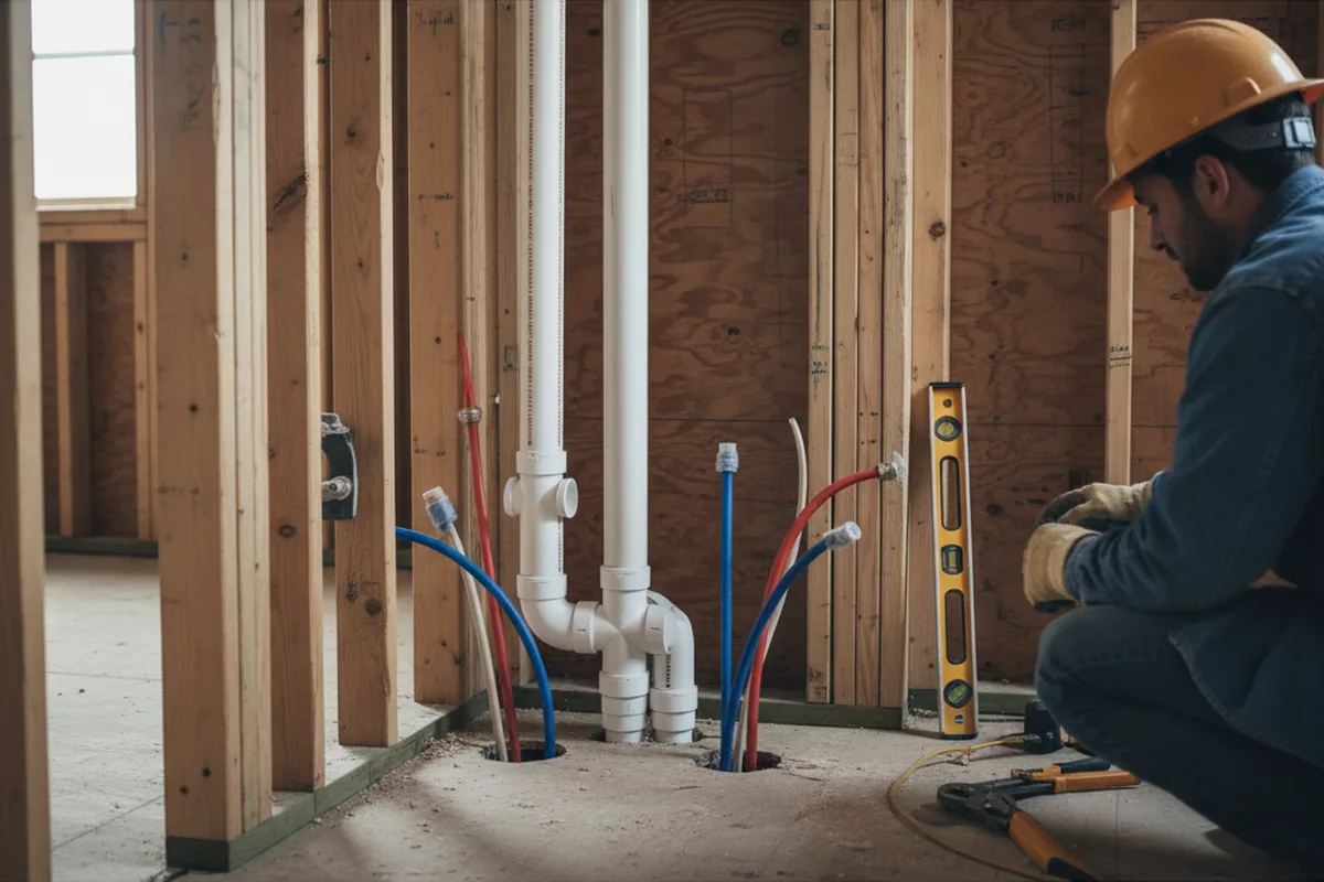 Drain and supply rough-in during Drain Cleaning in Alverton