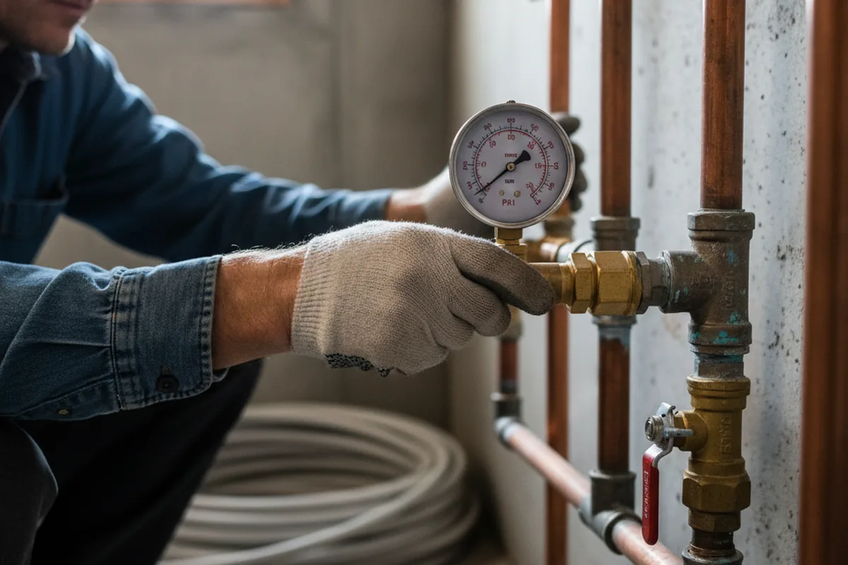 Pressure testing a repaired line during Water Line Repair in Alverton